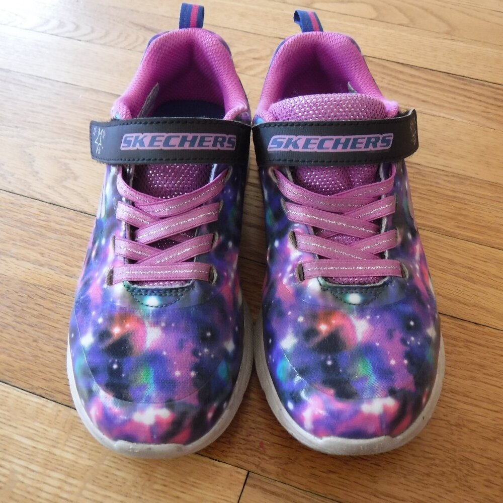 Skechers Girls Sneakers Size 2.5 Galaxy Purple Black Velcro